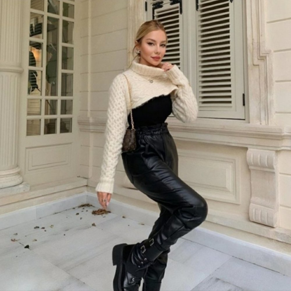 Zara Cable Knit Arm Warmer Scarf Sweater - Picture 11 of 16